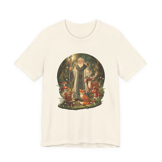 Forest Wizard & Foxes T‑Shirt — Enchanted Woodland Magic Tee