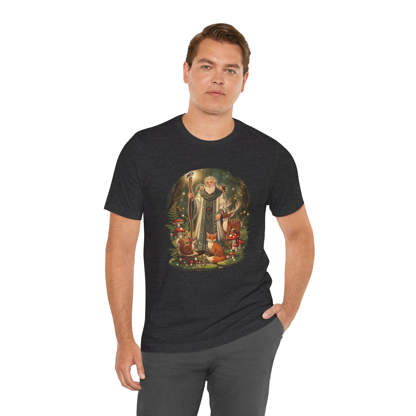 Forest Wizard & Foxes T‑Shirt — Enchanted Woodland Magic Tee