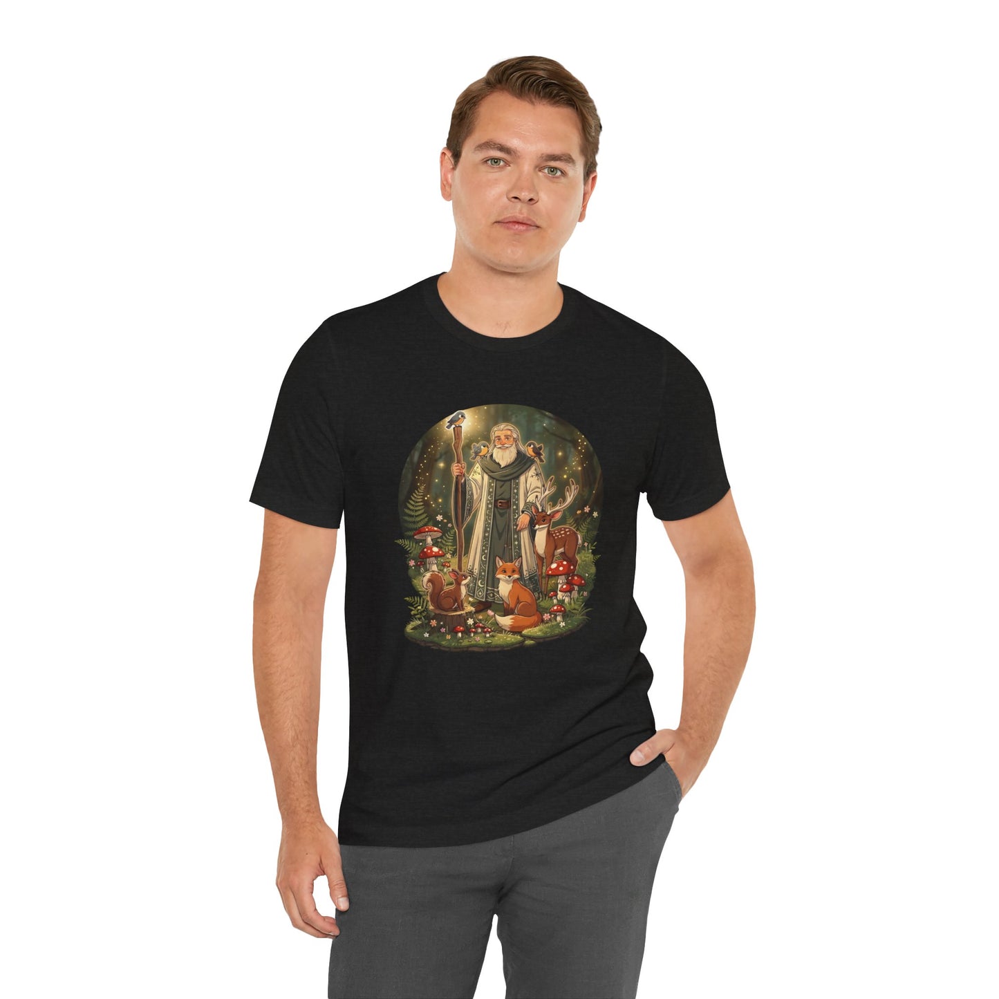 Forest Wizard & Foxes T‑Shirt — Enchanted Woodland Magic Tee