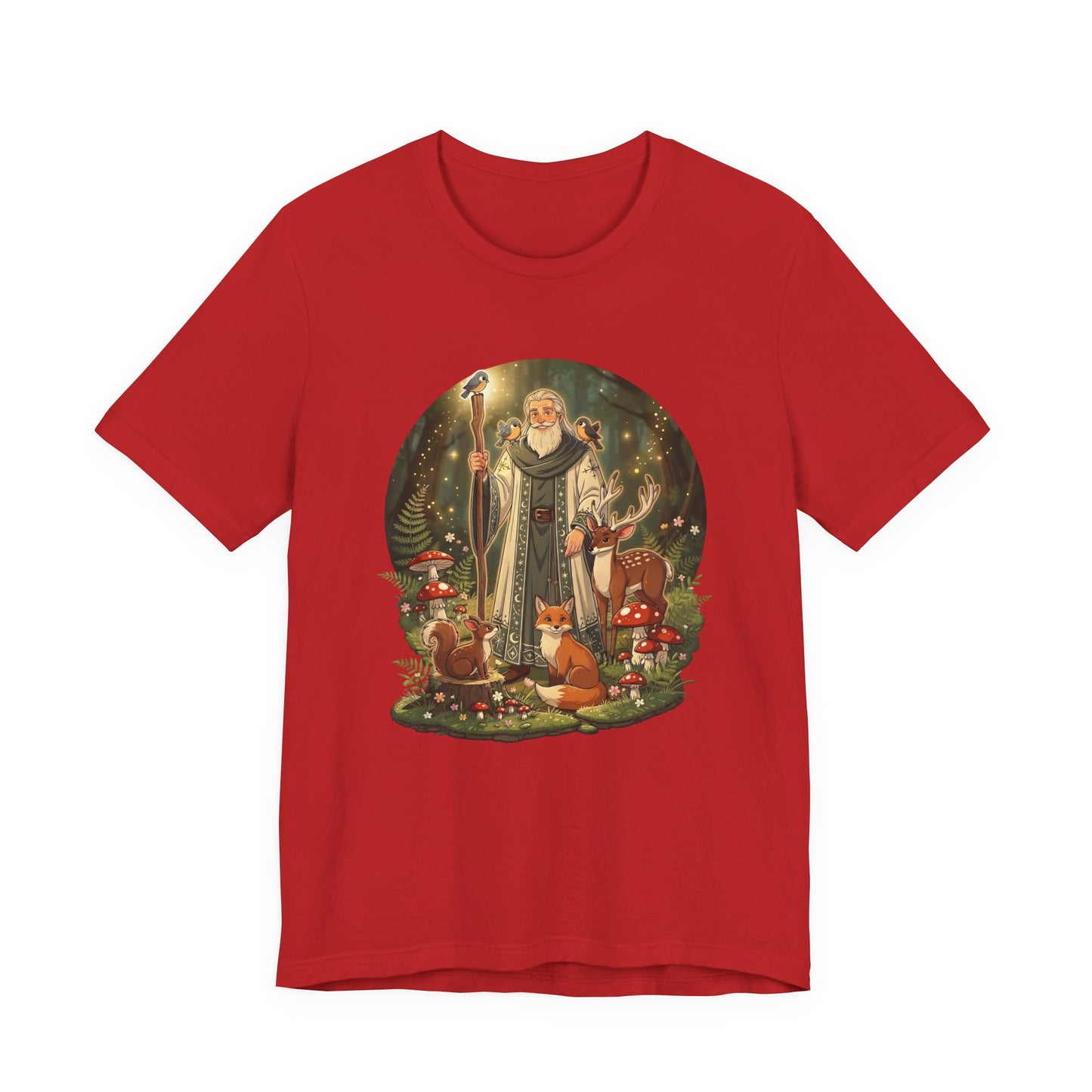Forest Wizard & Foxes T‑Shirt — Enchanted Woodland Magic Tee