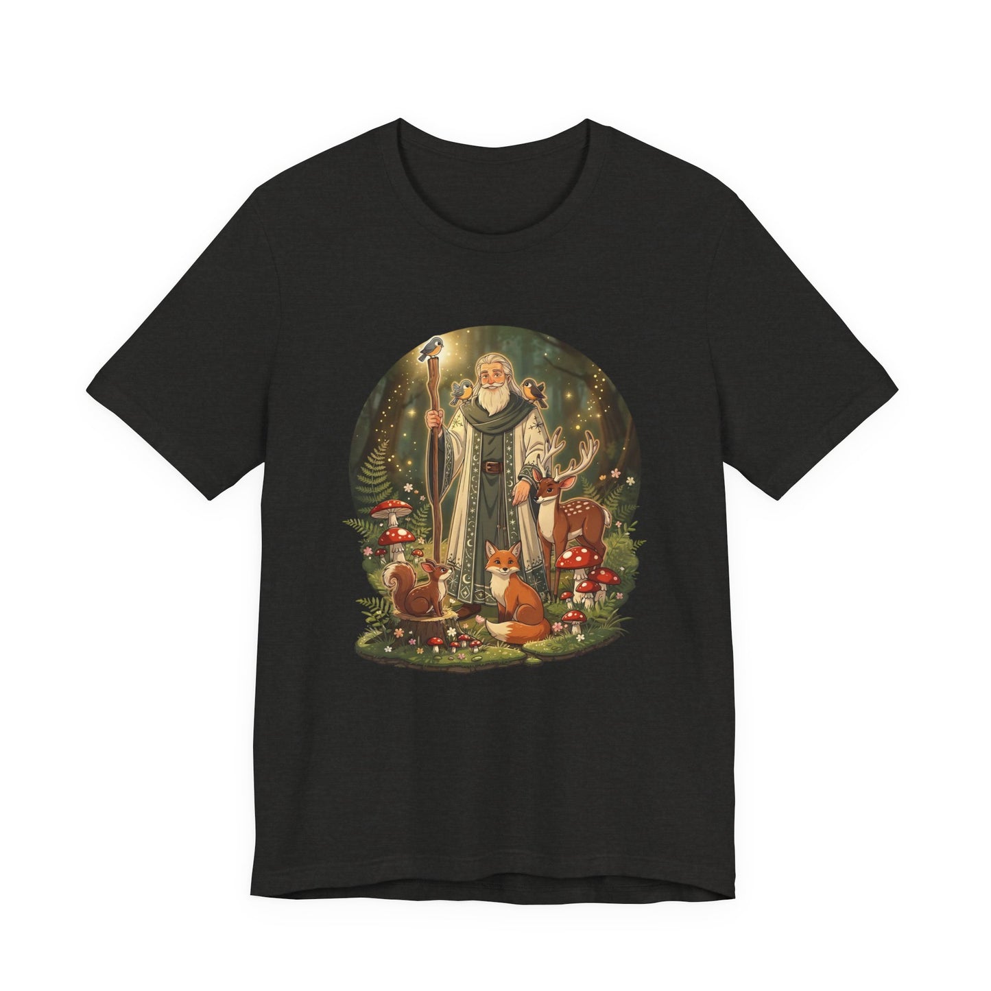 Forest Wizard & Foxes T‑Shirt — Enchanted Woodland Magic Tee