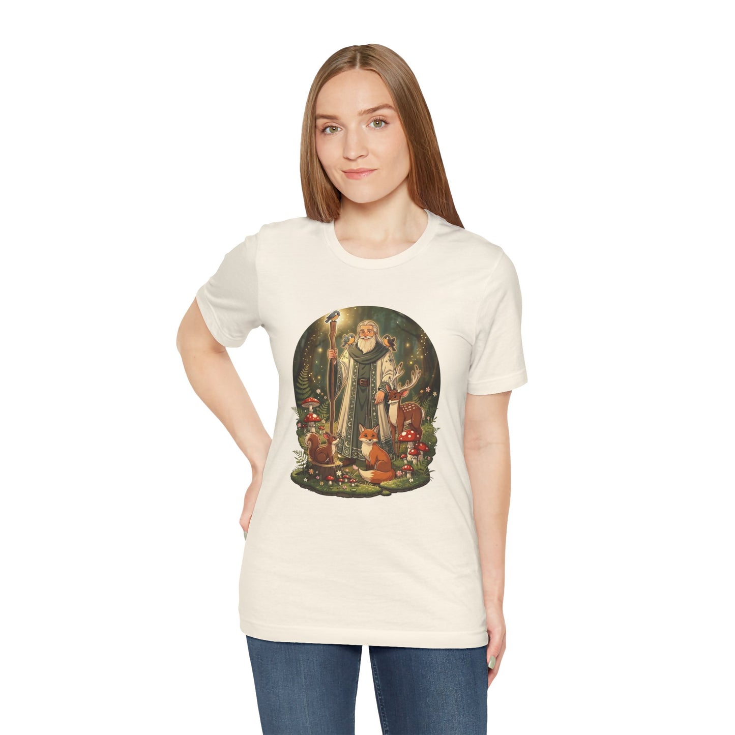 Forest Wizard & Foxes T‑Shirt — Enchanted Woodland Magic Tee