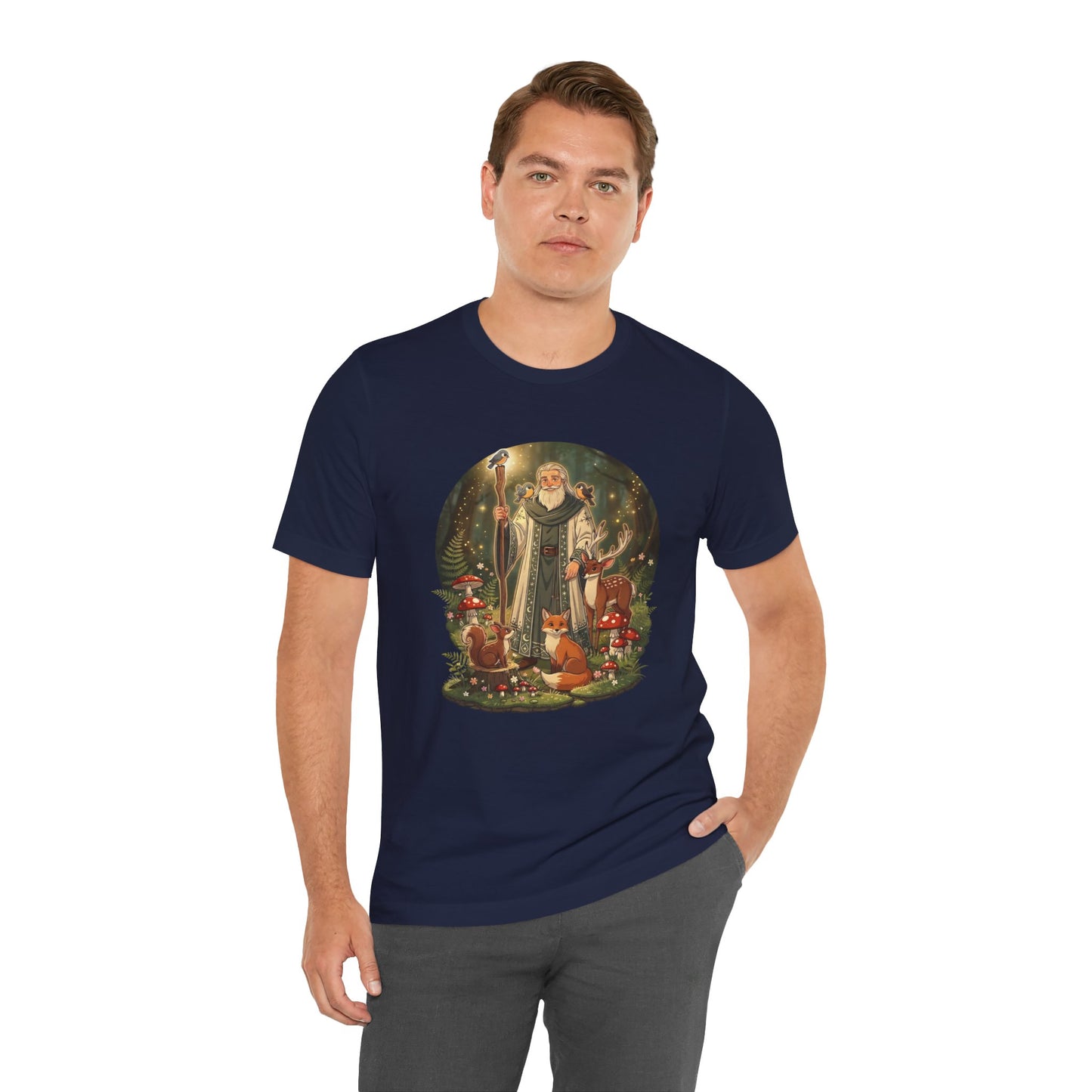 Forest Wizard & Foxes T‑Shirt — Enchanted Woodland Magic Tee