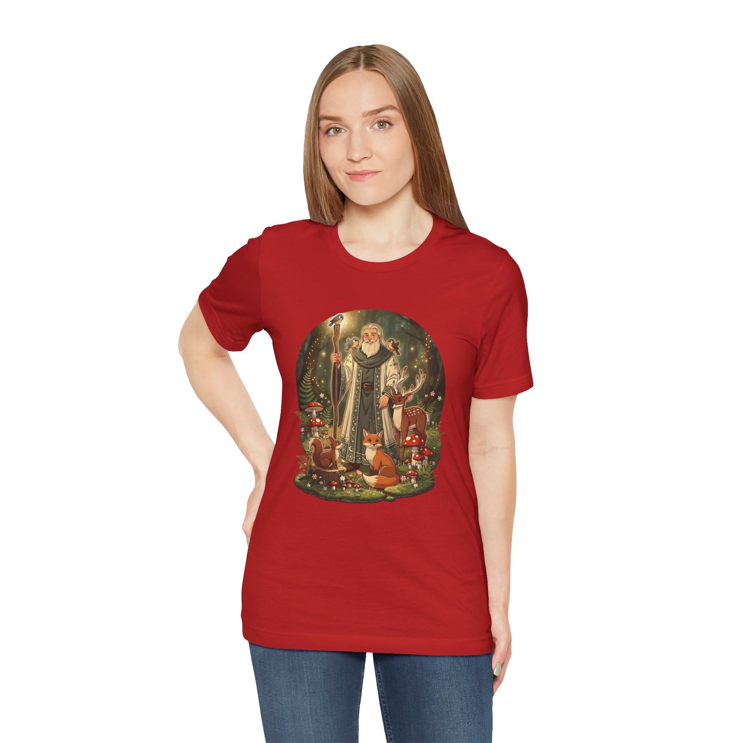 Forest Wizard & Foxes T‑Shirt — Enchanted Woodland Magic Tee