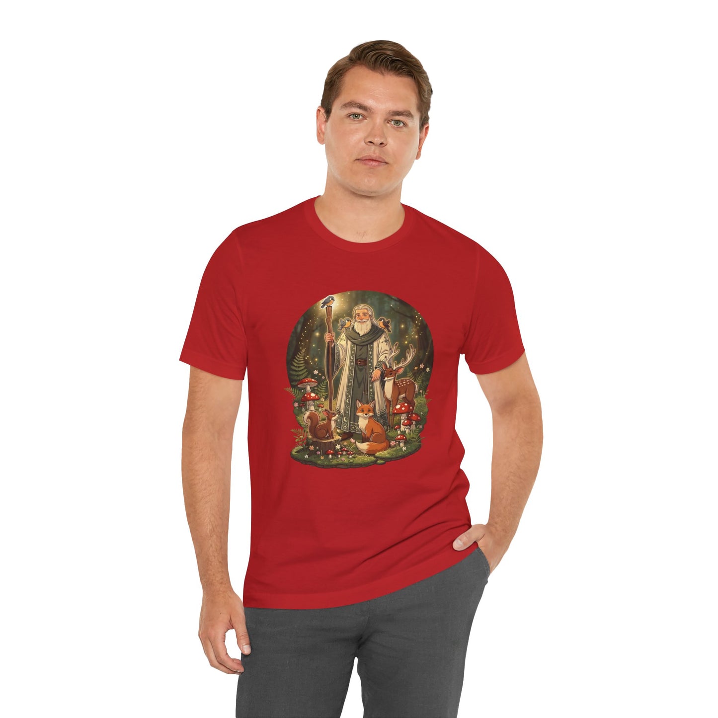 Forest Wizard & Foxes T‑Shirt — Enchanted Woodland Magic Tee
