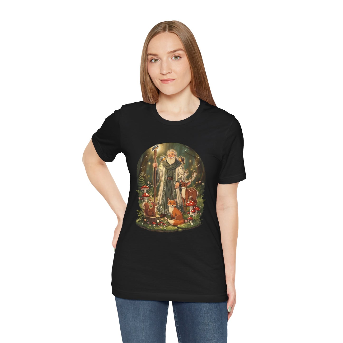 Forest Wizard & Foxes T‑Shirt — Enchanted Woodland Magic Tee