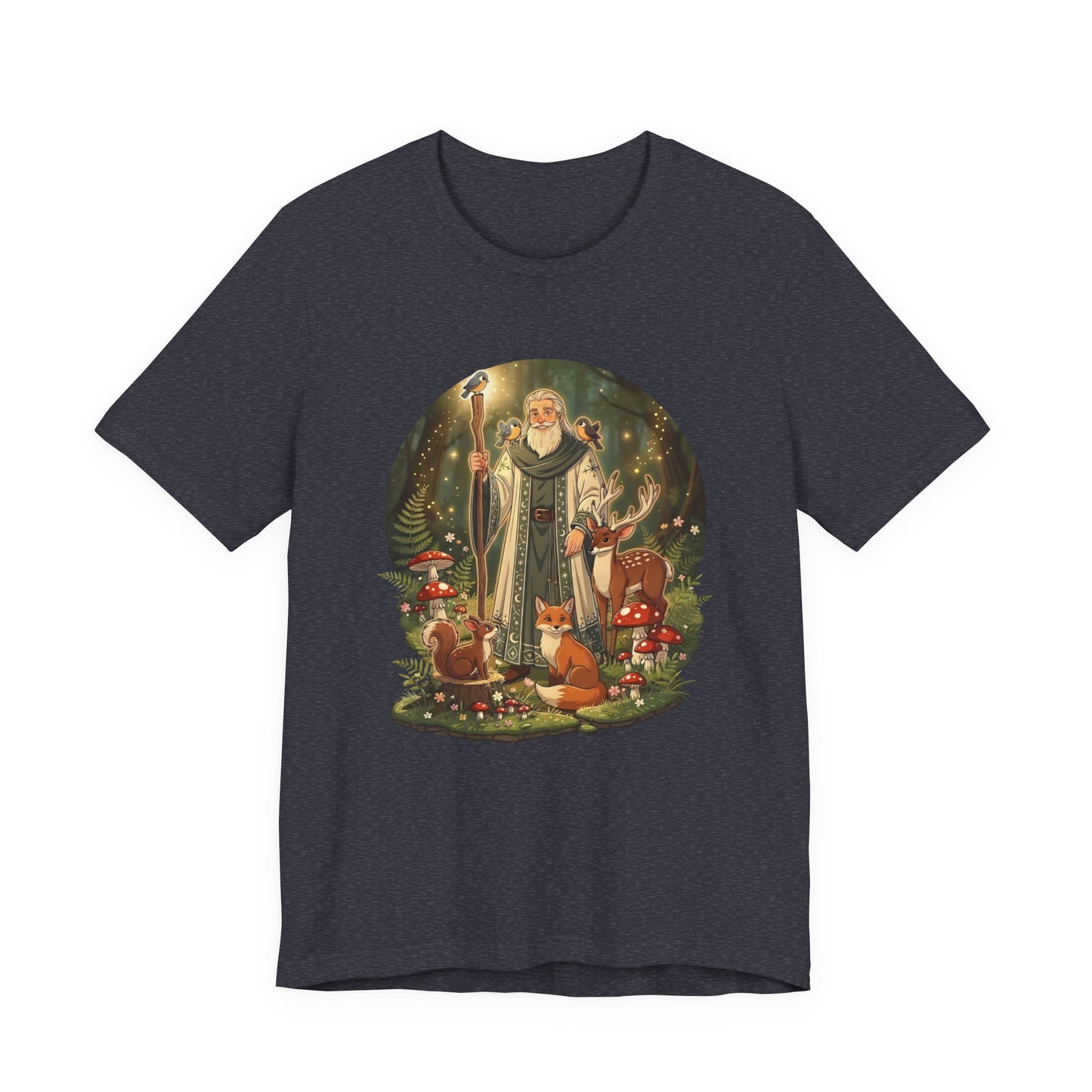 Forest Wizard & Foxes T‑Shirt — Enchanted Woodland Magic Tee