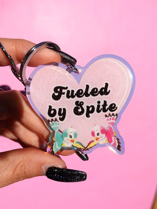 Fueled By Spite Glitter Keychain