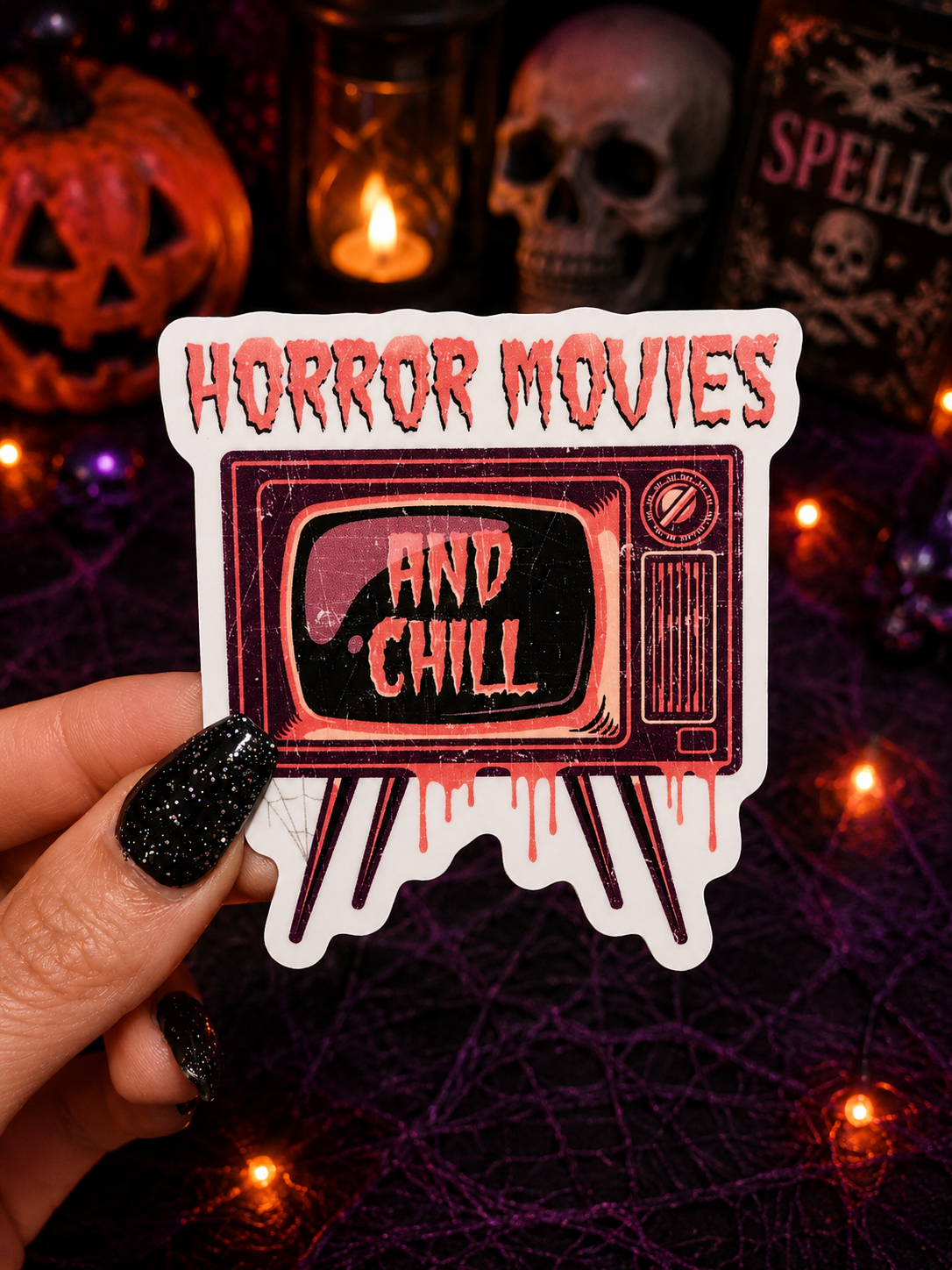 Horror Movies And Chill Halloween Sticker