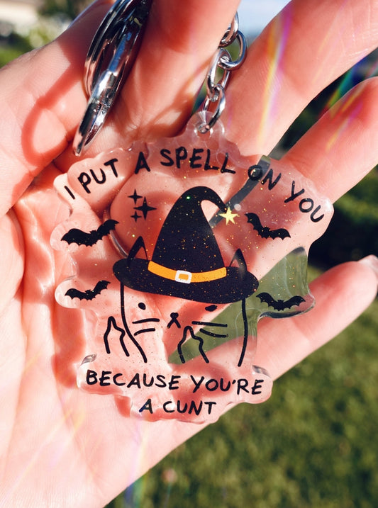 I Put A Spell On You Mean Kitty Acrylic Keychain